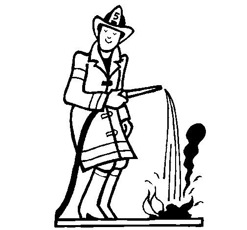 Dibujo de Bombero sofocando fuego para Colorear