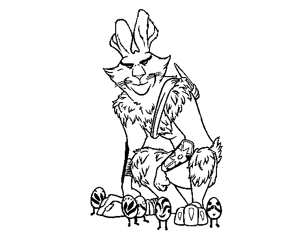 Dibujo de Bunny, el conejo de Pascua para Colorear