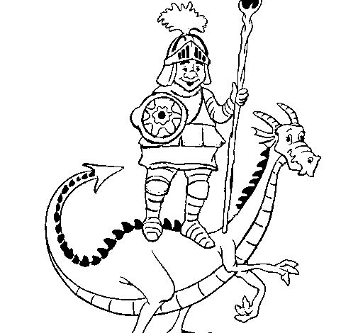 Dibujo de Caballero San Jorge y el dragon para Colorear