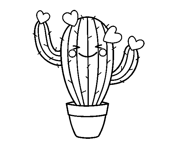 Dibujo de Cactus corazón para Colorear