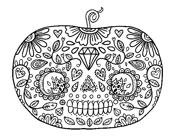 Dibujo de Calabaza del día de los muertos  para Colorear