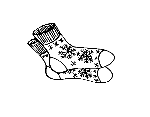 Dibujo de Calcetines de invierno para Colorear
