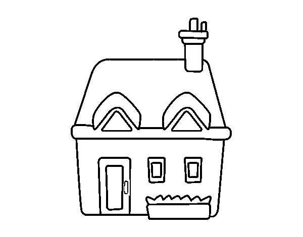 Dibujo de Casa con chimenea para Colorear