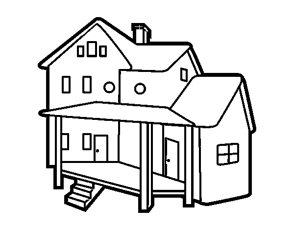 Dibujo de Casa con porche para Colorear