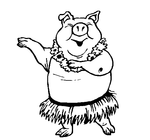 Dibujo de Cerdo hawaiano para Colorear