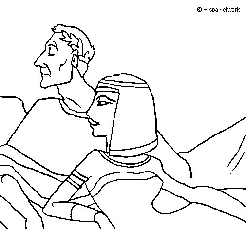 Dibujo de César y Cleopatra para Colorear