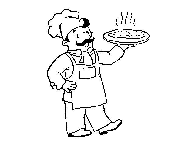 Dibujo de Chef italiano para Colorear