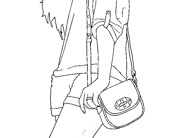 Dibujo de Chica con bolso para Colorear