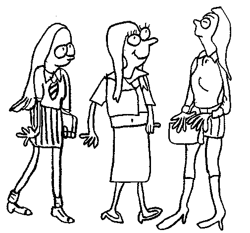 Dibujo de Chicas del cole para Colorear