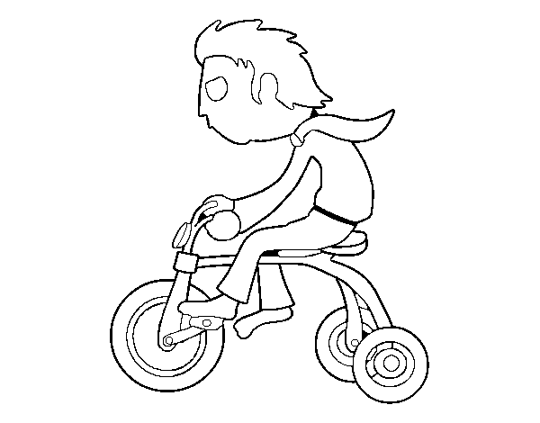 Dibujo de Chico en triciclo para Colorear