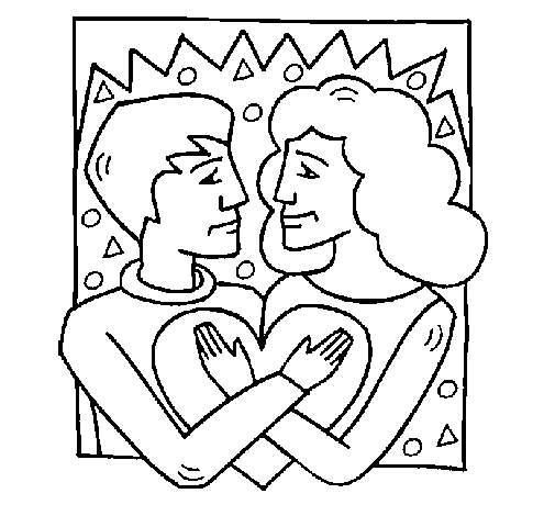 Dibujo de Chico y chica enamorados para Colorear