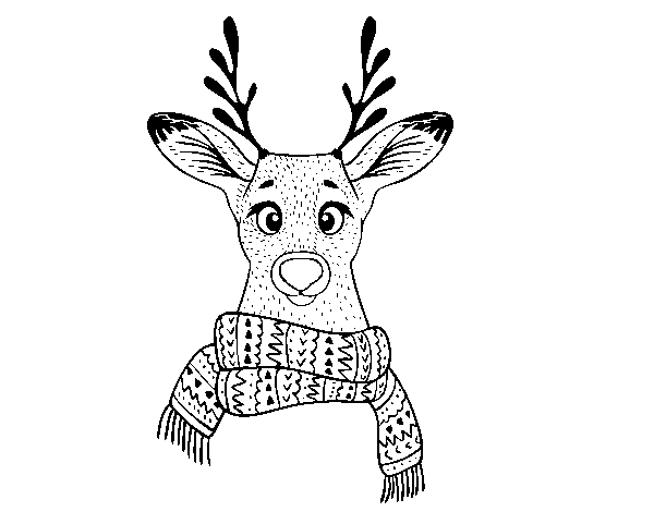 Dibujo de Ciervo con bufanda para Colorear