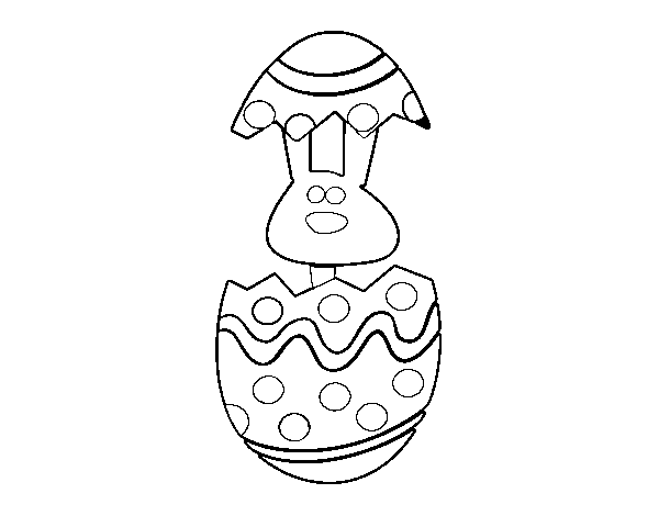 Dibujo de Conejito en un huevo de pascua para Colorear