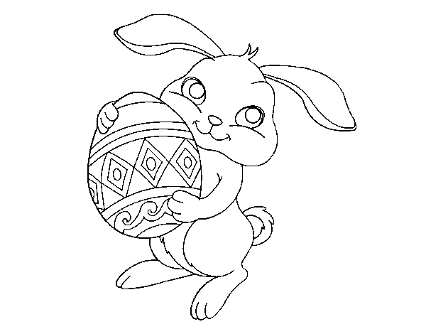 Dibujo de Conejo con huevo de pascua para Colorear