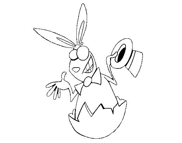 Dibujo de Conejo saliendo del cascarón para Colorear
