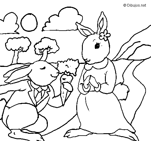 Dibujo de Conejos para Colorear