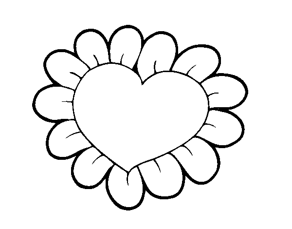 Dibujo de Corazón flor para Colorear