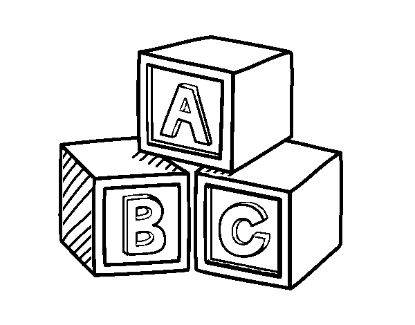 Dibujo de Cubos educativos ABC para Colorear