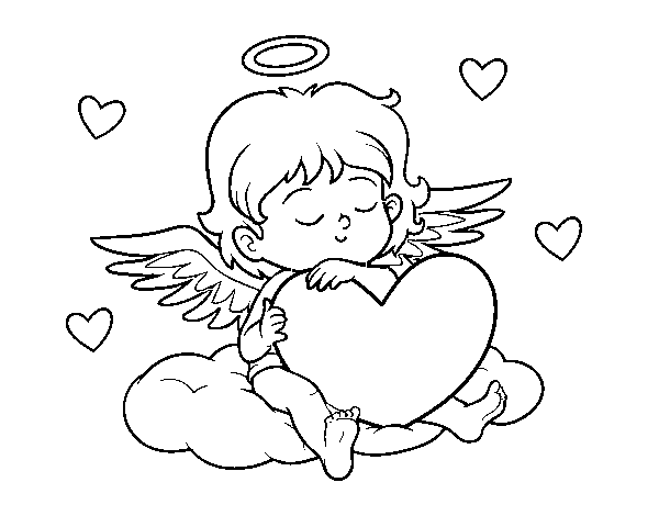 Dibujo de Cupido con corazón para Colorear