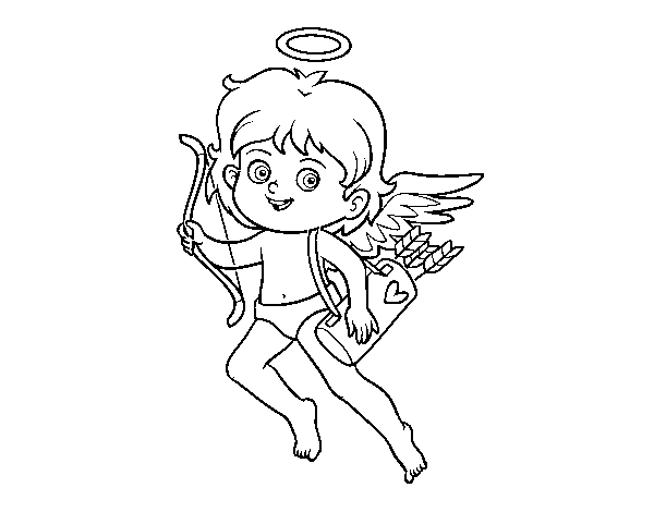 Dibujo de Cupido con su arco mágico para Colorear