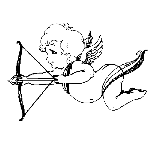 Dibujo de Cupido volando para Colorear