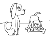 Dibujo de Dos perros para colorear