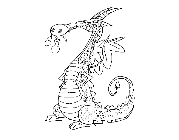 Dibujo de Dragón con humos para Colorear