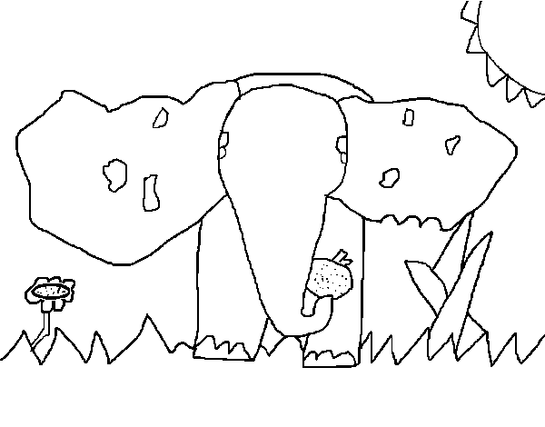 Dibujo de Elefante comiendo para Colorear