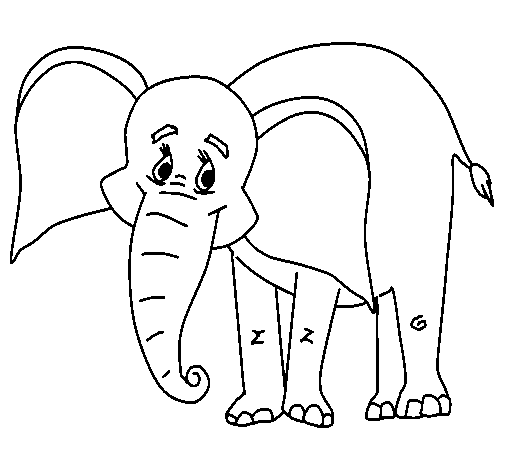 Dibujo de Elefante feliz para Colorear