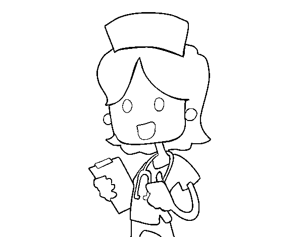 Dibujo de Enfermera de visita para Colorear