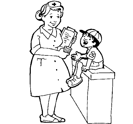 Dibujo de Enfermera y niño para Colorear
