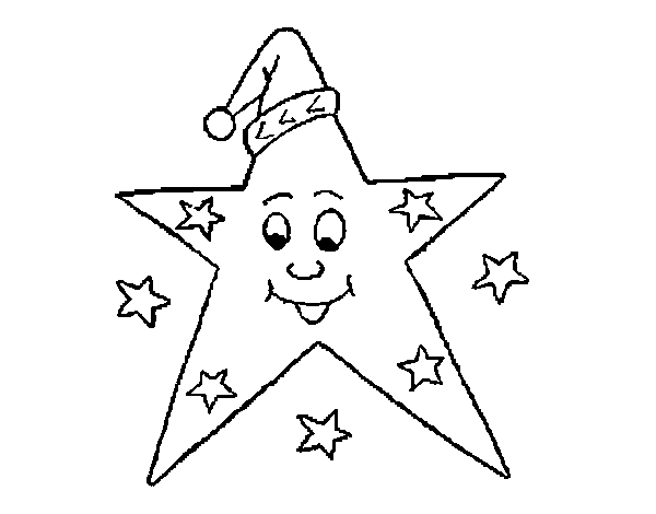 Dibujo de Estrella con gorro para Colorear