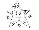 Dibujo de Estrella con gorro para colorear