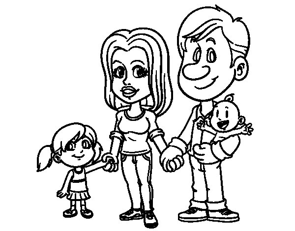 Dibujo De Familia Feliz Para Colorear 4950