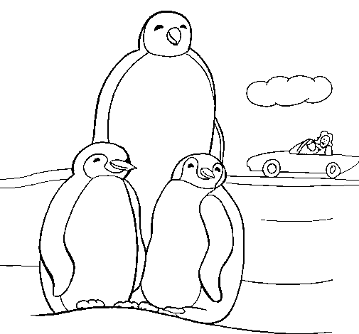 Dibujo de Familia pingüino para Colorear
