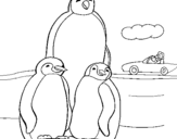 Dibujo de Familia pingüino para colorear
