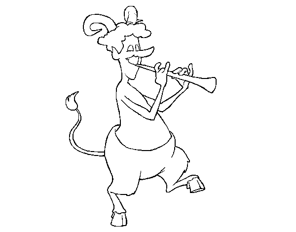 Dibujo de Fauno tocando la flauta para Colorear