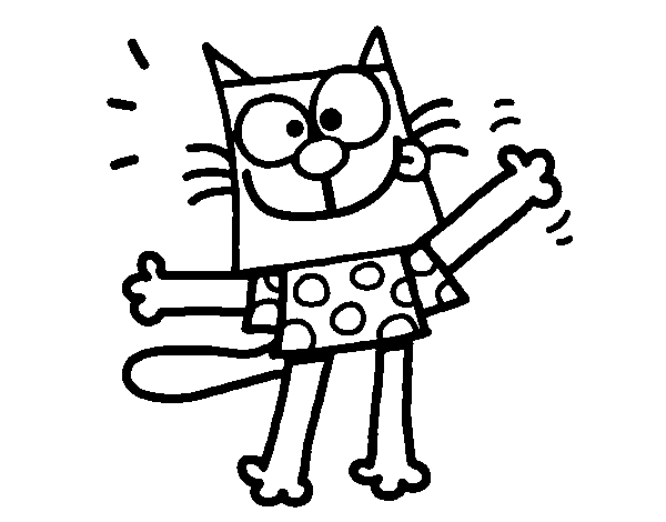 Dibujo de Gato con camiseta para Colorear