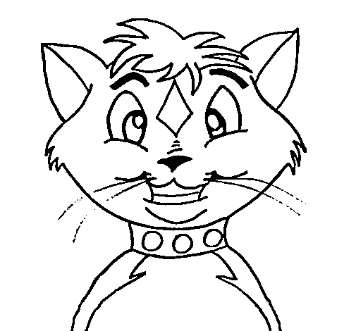 Dibujo de Gato con collar para Colorear