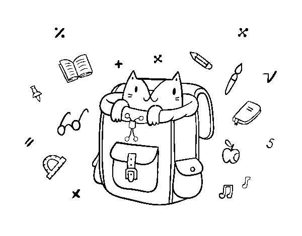 Dibujo de Gato dentro de una mochila para Colorear