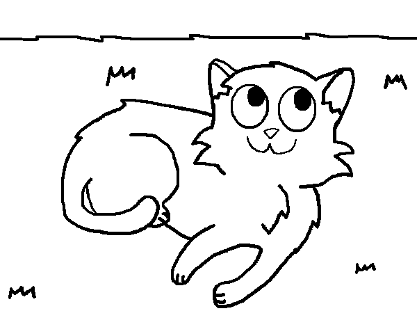 Dibujo de Gato tumbado para Colorear