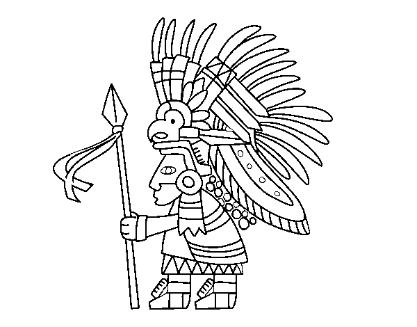 Dibujo de Guerrero azteca para Colorear