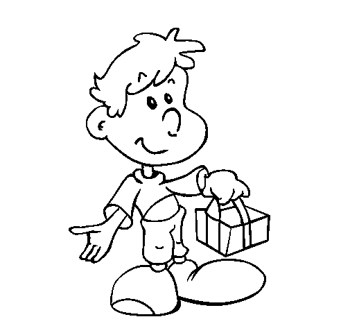 Dibujo de Hijo con un regaldo para Colorear