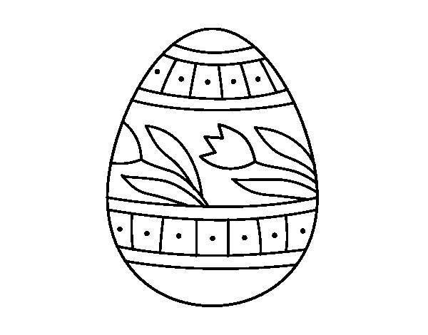 Dibujo de Huevo de Pascua con tulipanes para Colorear