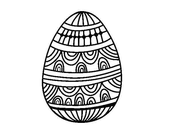 Dibujo de Huevo de Pascua estampado con ondas para Colorear