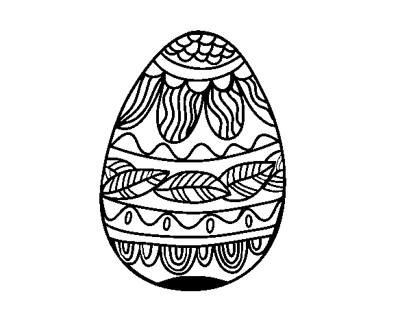 Dibujo de Huevo de Pascua estampado vegetal para Colorear