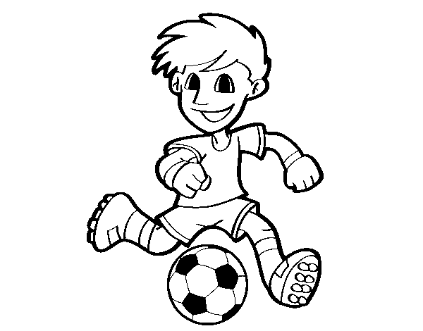 Dibujo de Jugador de fútbol con balón para Colorear