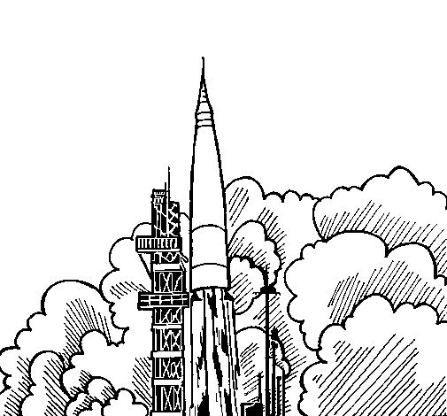 Dibujo de Lanzamiento cohete para Colorear