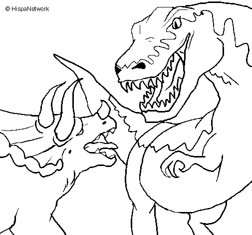 Dibujo de Lucha de dinosaurios para Colorear