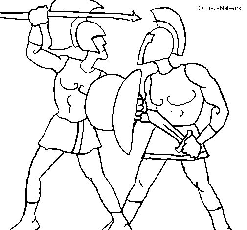 Dibujo de Lucha de gladiadores para Colorear